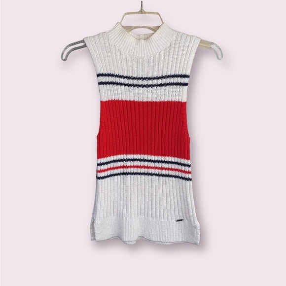 A&F Abercrombie & Fitch Red White Blue Sleeveless Sweater Vest Women US Size S - Picture 5 of 7
